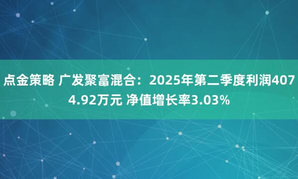 点金策略 广发聚富混合：2025年第二季度利润4074.92万元 净值增长率3.03%