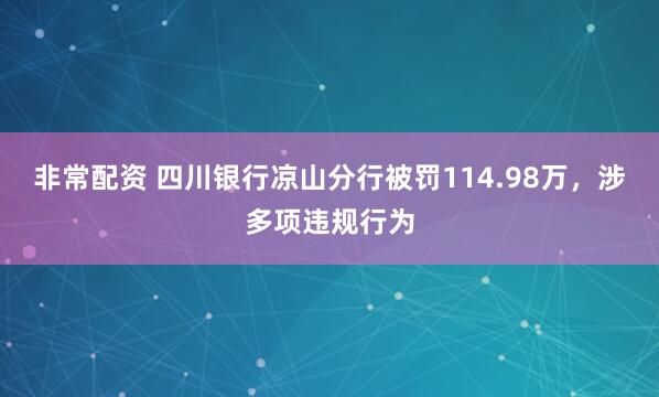 非常配资 四川银行凉山分行被罚114.98万，涉多项违规行为