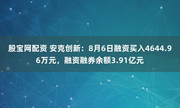 股宝网配资 安克创新：8月6日融资买入4644.96万元，融资融券余额3.91亿元